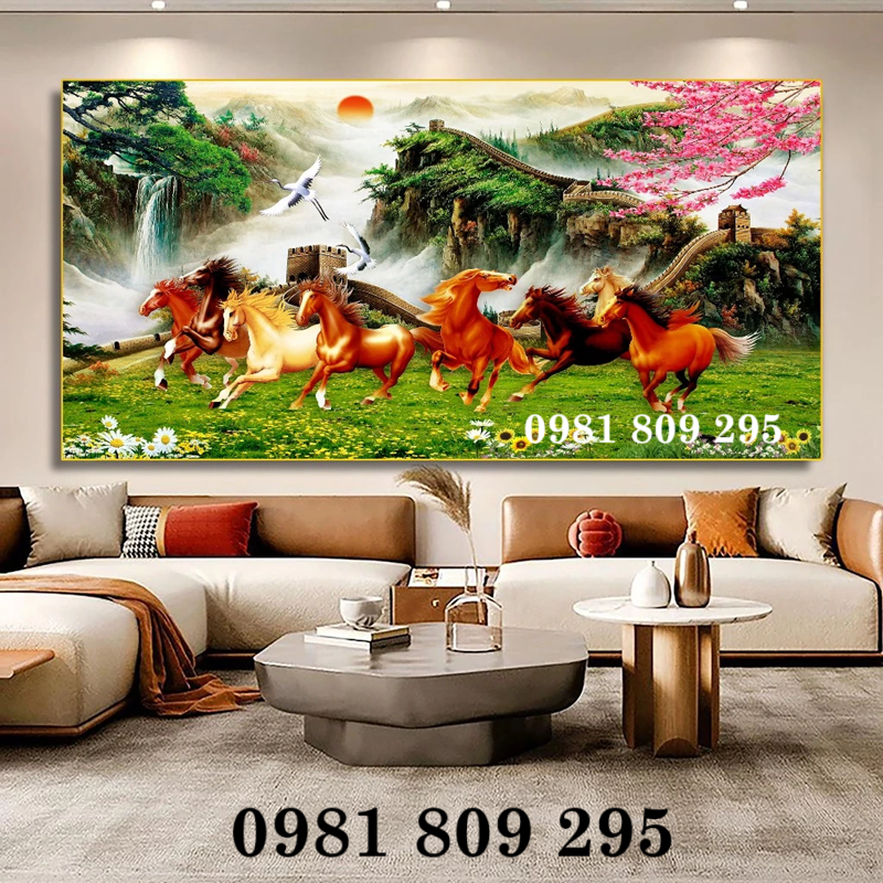 Gạch ốp 3d phòng khách ngựa 