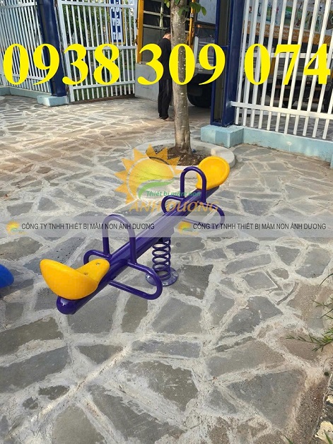 Bập bênh lò xo 2 chỗ ngồi trẻ em, bập bênh đòn trẻ em