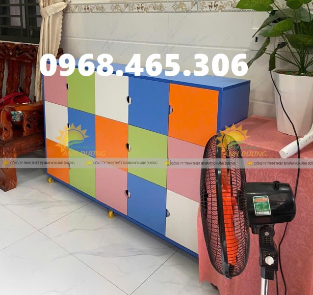 Tủ cặp dép trẻ em bằng gỗ, tủ cặp mầm non giá rẻ