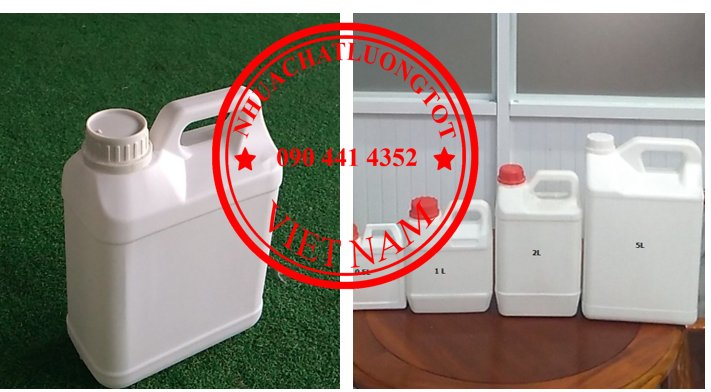 Can nhựa 500ml đựng mẫu, can 1 lít đựng axit loãng, can 2 lít đựng thuốc diệt côn trùng