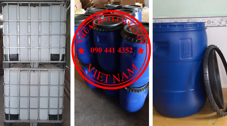 Thùng phuy 220 lít đựng kiềm, vỏ thùng phuy 200 lít, thùng nhựa 120 lít đựng hóa chất
