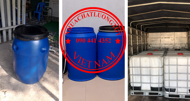 Thùng phuy 220 lít đựng kiềm, vỏ thùng phuy 200 lít, thùng nhựa 120 lít đựng hóa chất