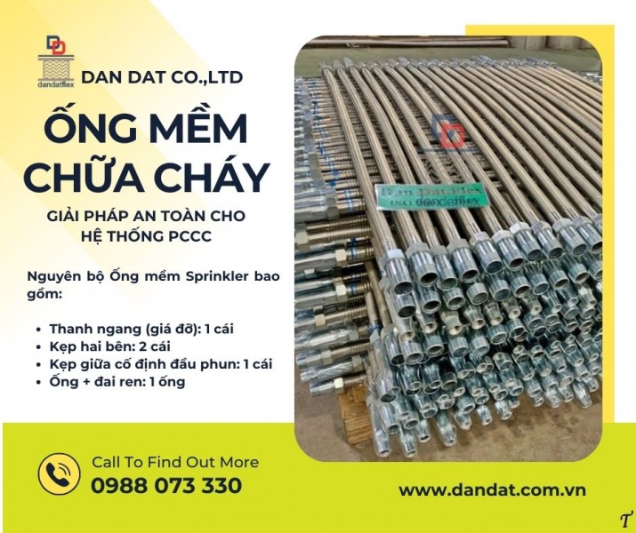 Ống mềm inox chữa cháy/ Ống nối đầu phun sprinkler/ Khớp nối mềm sprinkler PCCC
