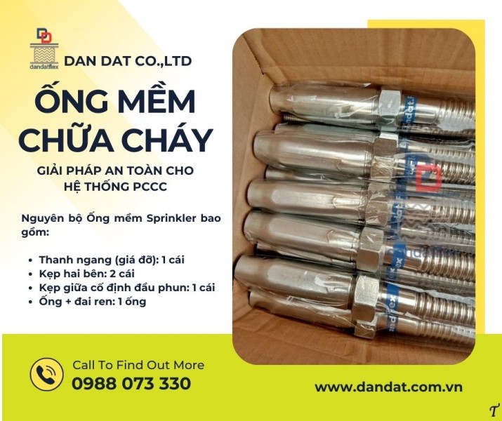 Ống mềm inox chữa cháy/ Ống nối đầu phun sprinkler/ Khớp nối mềm sprinkler PCCC