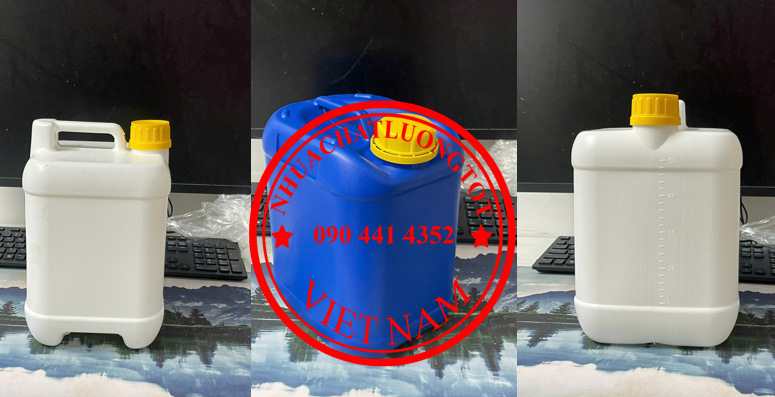 Can nhựa đựng mẫu 5 lít vàng, can nhựa 2 lít đựng dung môi, can nhựa 1 lít đựng gel 