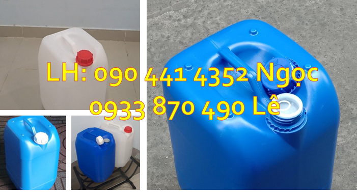 Can nhựa chứa 10 lít dầu, can 20 lít đựng chất lỏng, thùng nhựa vuông 25 lít dày, can nhựa 30 lít tr
