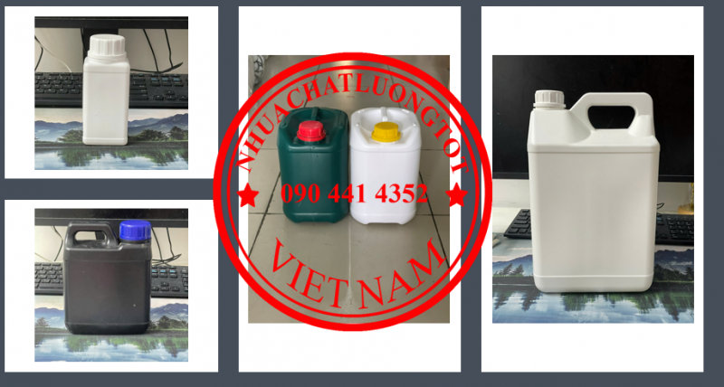 Can nhựa 5 lít đựng mẫu, can 2 lít đựng nước xả, can nhựa 1 lít đựng nước giặt 
