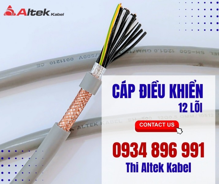 Cáp điều khiển, cáp tín hiệu 12×0.75mm2 có lưới chống nhiễu Altek Kabel