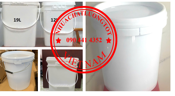 Vỏ thùng sơn 30 lít nắp đóng, xô nhựa 22 lít vuông quai nhựa, thùng sơn 20L nắp rót