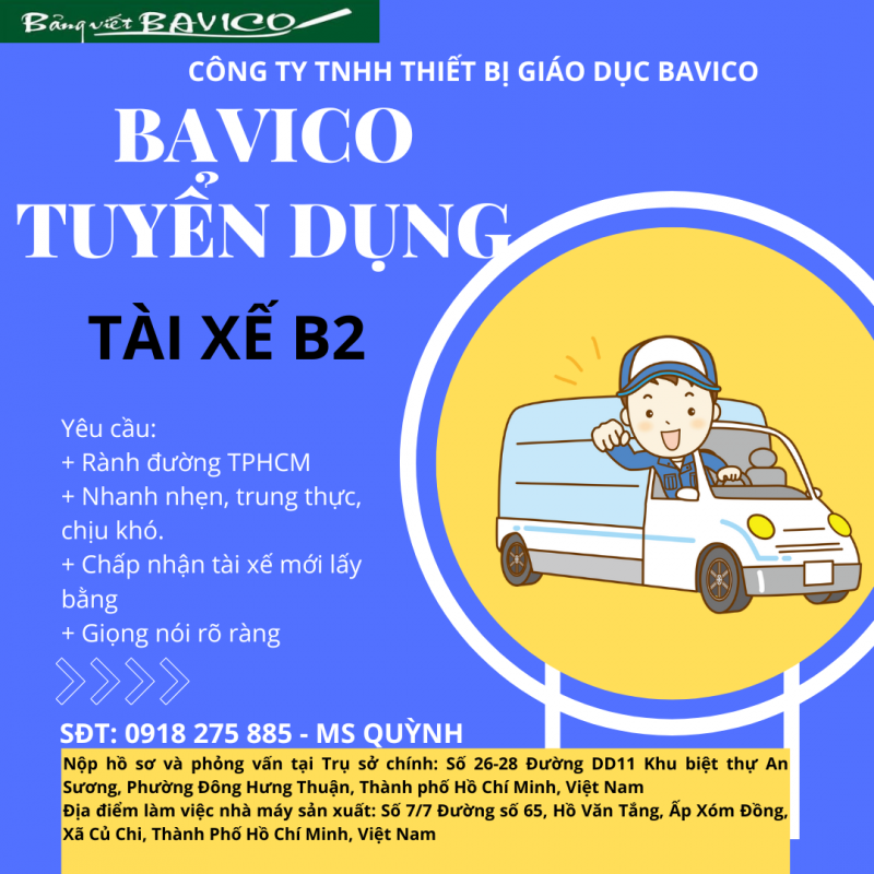Tuyển Tài Xế B2 Ở Củ Chi