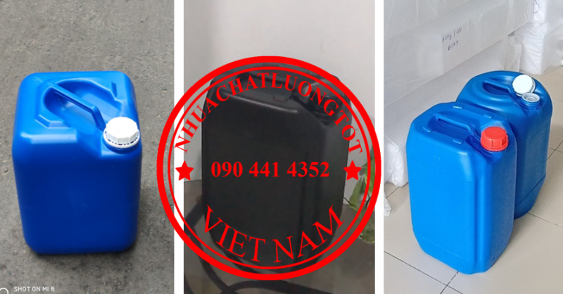 Can 10 lít đựng nước rửa vàng, can nhựa 20L đựng dung dịch ngâm, can 25 lít đựng chất làm mềm