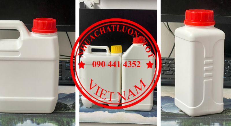 Can nhựa 500ml đựng nước xả vải, can 1 lít đựng thuốc diệt sâu bọ, can 2 lít đựng nước lau sàn 