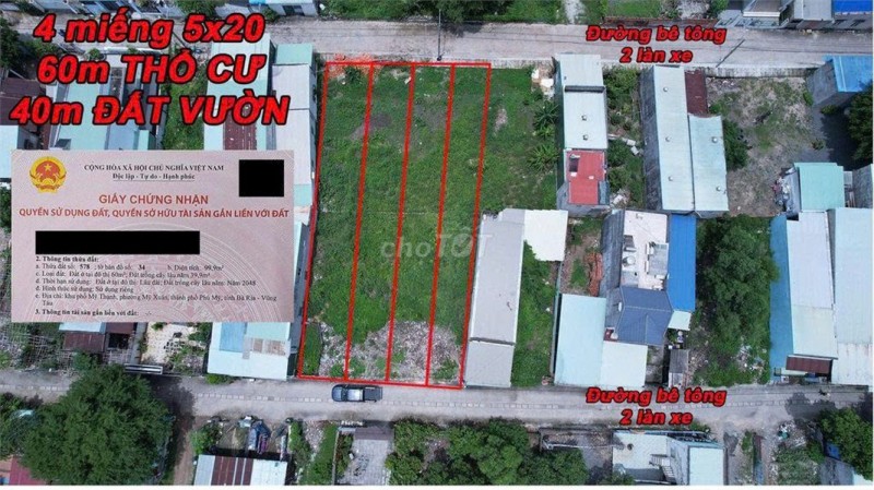 ĐẤT VƯỜN CHÍNH CHỦ - GIÁ TỐT - KP Mỹ Thạnh, Phường Mỹ Xuân, Tx Phú Mỹ, Bà Rịa - Vũng Tàu