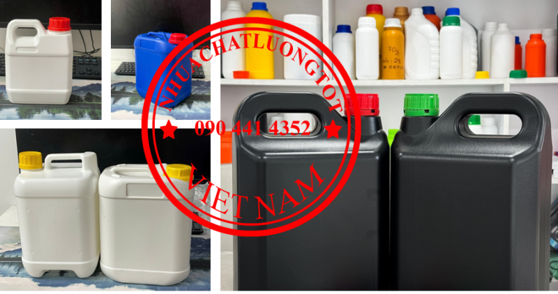 Can nhựa đựng nước uống 5 lít, can 2 lít đựng hóa chất nông sản, can 1 lít đựng dầu nhớt, can nhựa 5
