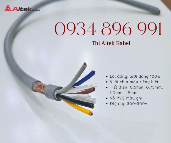 Cáp điều khiển 5×0.75mm², 5×1.0mm² chống nhiễu Altek Kabel – Giá tốt, hàng sẵn kho