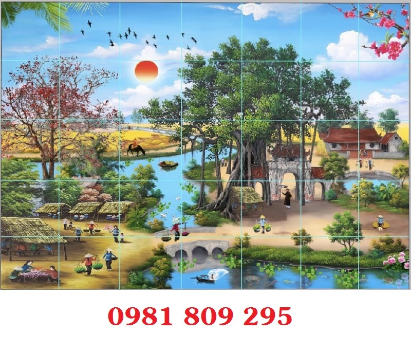 Gạch trang trí 3d làng quê việt nam 