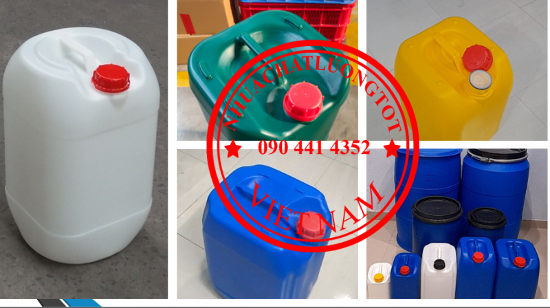 Can nhựa 10 lít đựng nguyên liệu thực phẩm, can 20 lít đựng thuốc nhuộm, thùng nhựa 25L đựng axit 