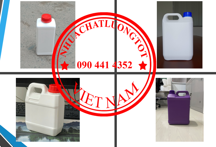 Can nhựa 5 lít tròn, vỏ can nhựa 2L đựng nhiên liệu, can 1 lít đựng axit đặc, can 500ml đựng mật ong