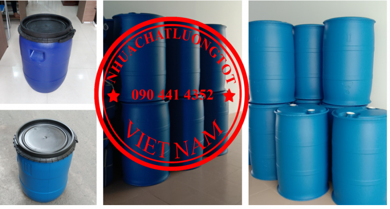 Vỏ thùng phuy 220 lít nắp kín, thùng nhựa đựng vật liệu công trình, thùng phuy 220 lít đựng cát 