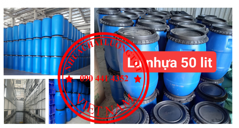 Vỏ thùng phuy 220 lít nắp kín, thùng nhựa đựng vật liệu công trình, thùng phuy 220 lít đựng cát 