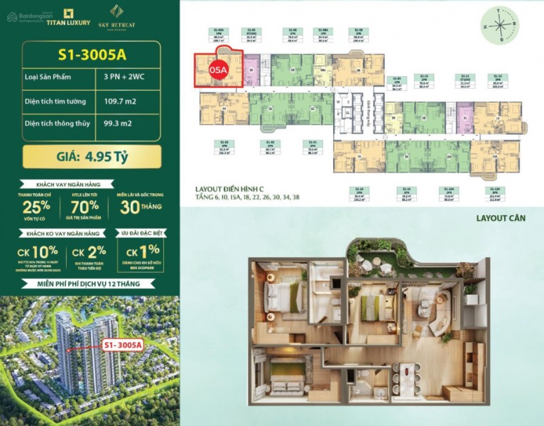 Bán căn hộ 3PN Eco Long An, Căn góc 110m2 giá rẻ nhất thị trường, vốn tự có chỉ 1,4 tỷ để sở hữu