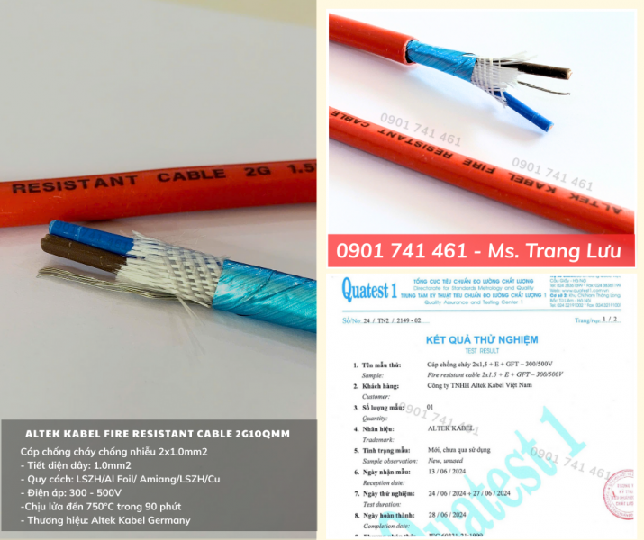 Cáp Chống Cháy Chống Nhiễu 2x1.0mm2 tiêu chuẩn IEC 60331-21
