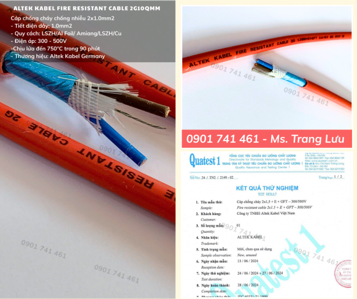 Cáp Chống Cháy Chống Nhiễu 2x1.0mm2 tiêu chuẩn IEC 60331-21