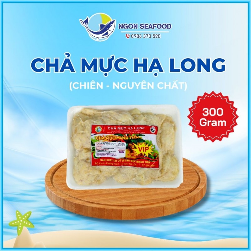 Chả Mực Giã Tay Hạ Long (Chiên) - Hút Chân Không - Khay 300gr