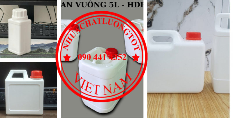 Bán can nhựa 5 lít y tế, can 2 lít đựng phẩm màu, can nhựa 1L đựng chất làm sạch máy móc