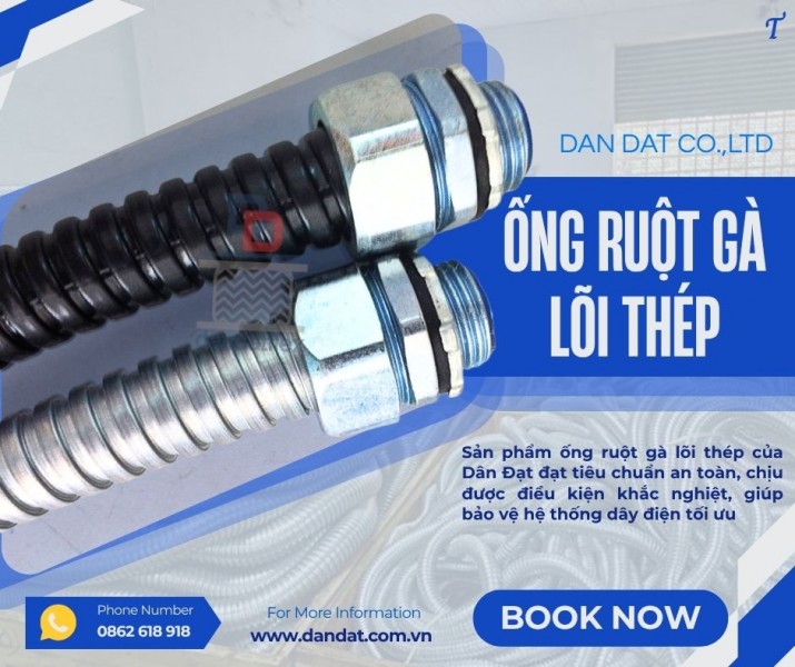 Ruột gà luồn dây điện/ Ống ruột gà chống cháy/ Ống ruột gà lõi thép bọc inox 304