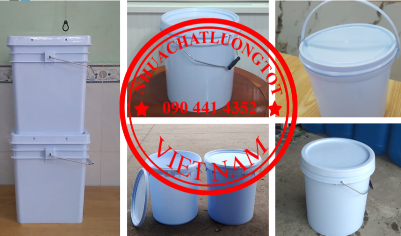 Chuyên vỏ thùng sơn 22 lít vuông, xô nhựa 20L đựng sớn cao cấp, vỏ thùng sơn trơn 18L nắp rót