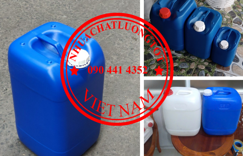 Thùng nhựa 10 lít nắp thoát khí, can nhựa 20 lít phòng thí nghiệm, can 25 lít đựng hóa chất trường h
