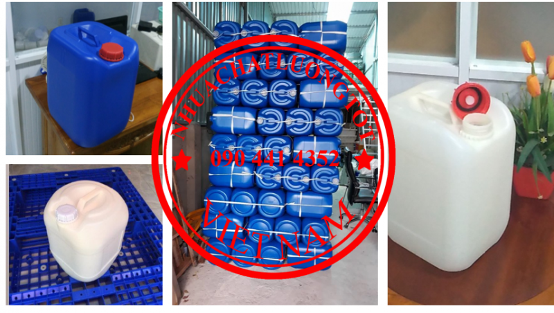 Thùng nhựa 10 lít nắp thoát khí, can nhựa 20 lít phòng thí nghiệm, can 25 lít đựng hóa chất trường h