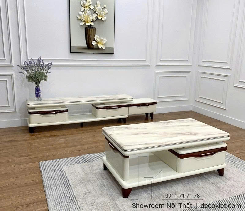 Combo Kệ Tivi Bàn Trà Mặt Đá 106T Sang trọng - Tiện nghi!