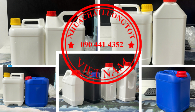Can nhựa 0.5 lít đựng thuốc thủy sản, can 1 lít nhựa HDPE, can vuông 2 lít đựng gel 