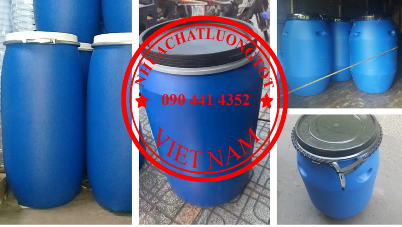 Lu nhựa 30 lít nắp hở, thùng phuy 50 lít đựng gạo, thùng nhựa 60 lít đựng hóa chất 