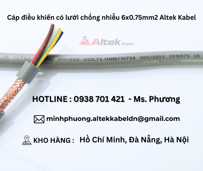 Cáp điều khiển có lưới chống nhiễu 6x0.75mm2 Altek Kabel