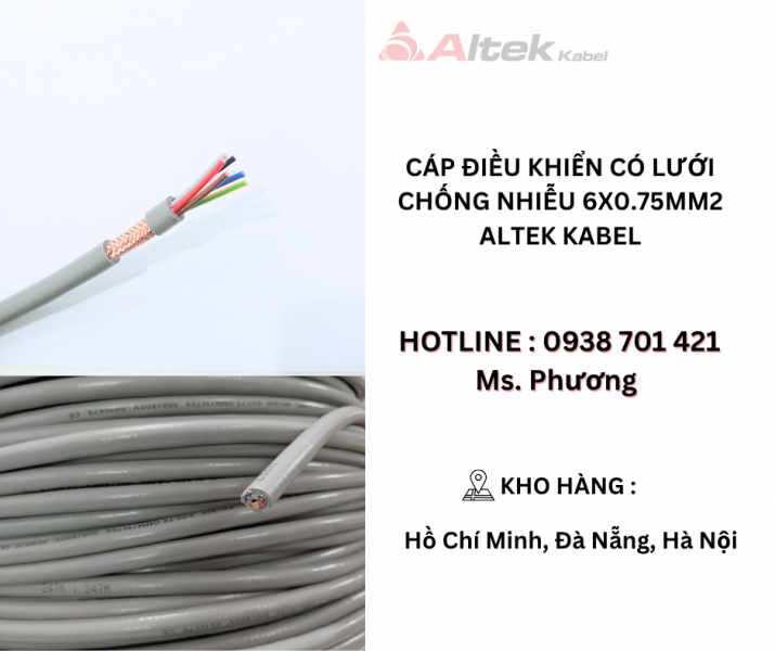 Cáp điều khiển có lưới chống nhiễu 6x0.75mm2 Altek Kabel