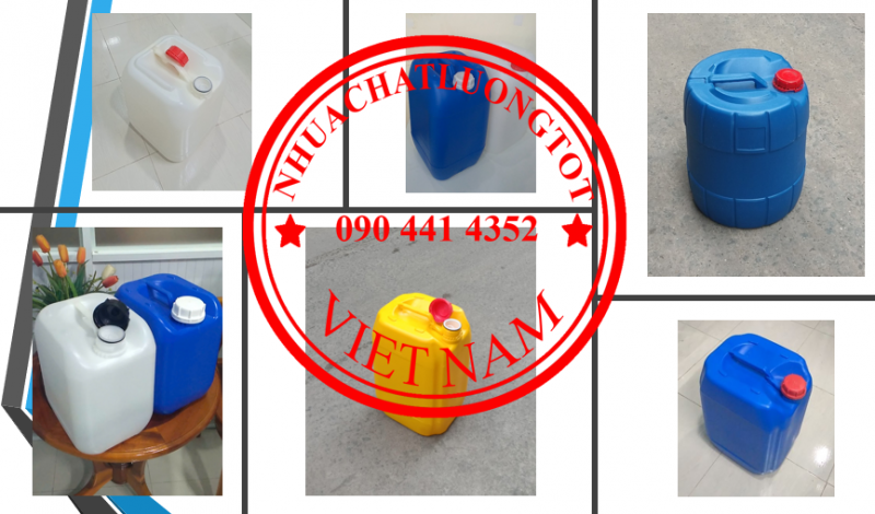 Thùng nhựa 30L đựng nhớt, can 25L vàng, can tròn 20L, can 10L đựng xăng