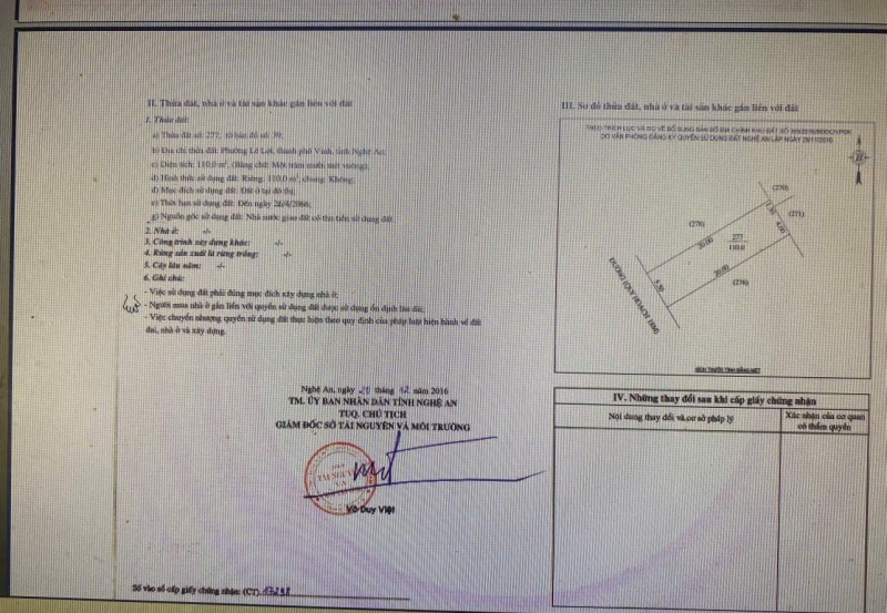 Bán lô 110 m2 Đường số 1, cổng chính dự án Nam Lê Lợi , TP Vinh