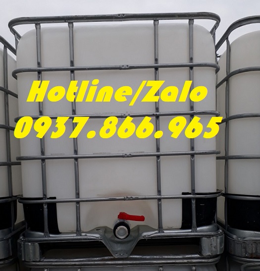 Bồn nhựa, bồn nhựa cũ 1000l độ mới cao, bồn 1000l có khung thép bao quanh