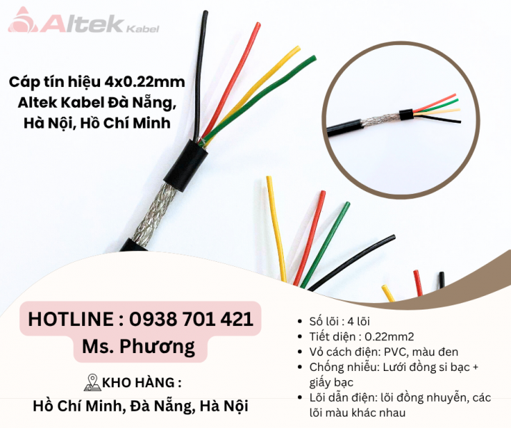 Cáp tín hiệu 4x0.22mm Altek Kabel Đà Nẵng, Hà Nội, Hồ Chí Minh