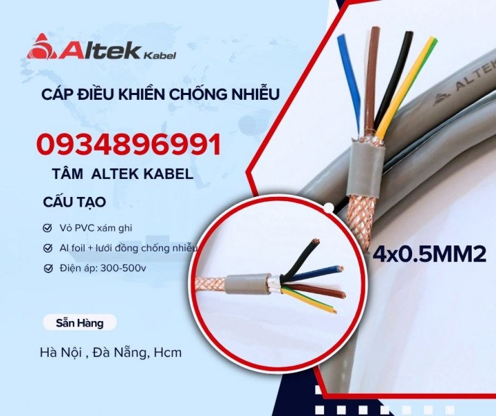 Cáp điều khiển 4x0.5 Altek Kabel Hà Nội, Đà Nẵng, Hồ Chí Minh  - Tiết diện dây: 0.5mm - Cáp chống nh