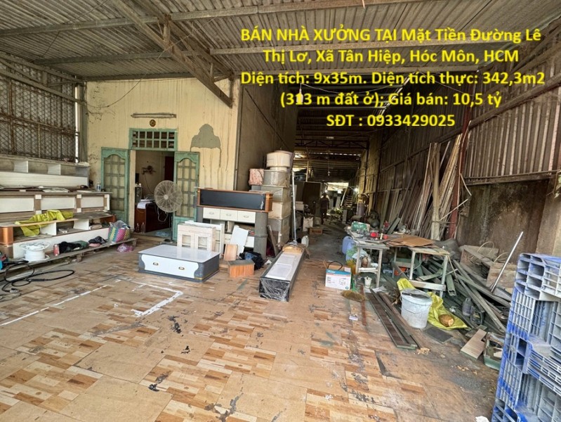 CHÍNH CHỦ CẦN BÁN NHÀ XƯỞNG TẠI Mặt Tiền Đường Lê Thị Lơ, Xã Tân Hiệp, Hóc Môn, HCM