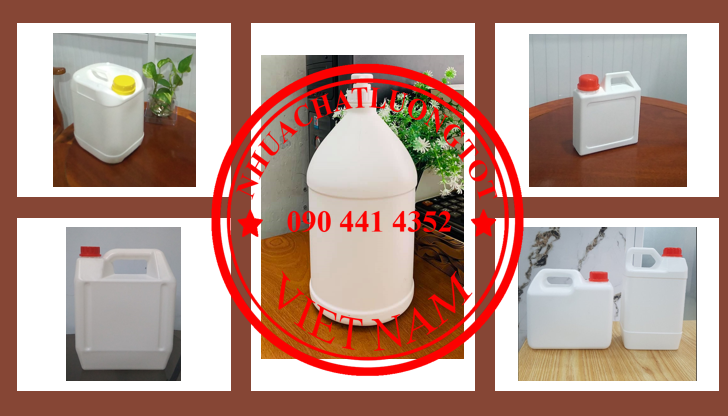 Can nhựa 0,5 lít đựng hóa chất, can 1 lít đựng dung môi, can nhựa 2 lít tròn, can nhựa 5 lít vòi ấn 