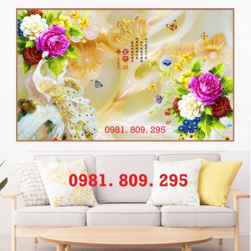 Gạch tranh chim công 3d sứ ngọc 