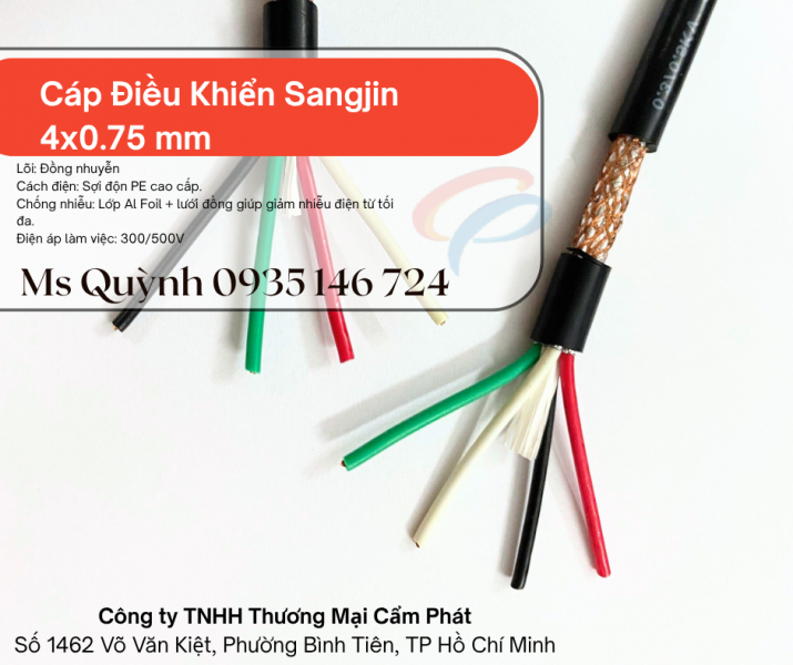 Cáp điều khiển chống nhiễu 4x0.75 Sangjin Hồ Chí Minh