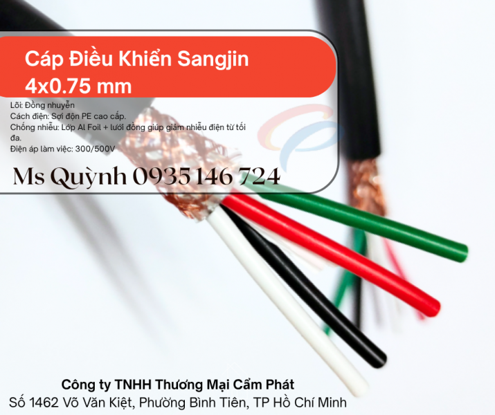 Cáp điều khiển chống nhiễu 4x0.75 Sangjin Hồ Chí Minh