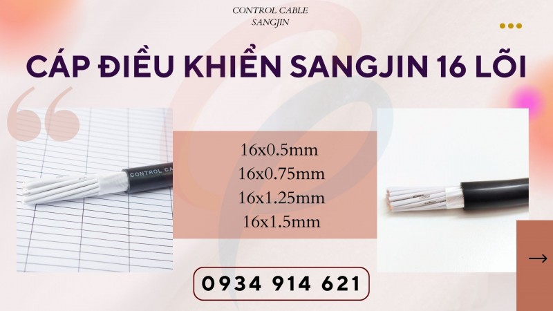 Cáp điều khiển 16 lõi, cáp tín hiệu Sangjin 16x0.75 - phân phối tai HCM