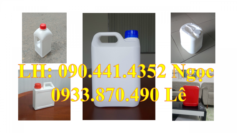 Gía can nhựa 5 lít vàng, can nhựa 2 lít trắng, can tròn 1 lít vòi ấn, can 500ml dẹp 